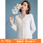 MORELINE沐蘭小眾設(shè)計(jì)感木耳邊雞心領(lǐng)西裝女2024秋新款法式優(yōu)雅修身短外套 白色 2XL 44