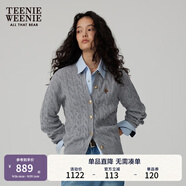Teenie Weenie【趙露思同款】小熊女裝復(fù)古寬松綿羊毛絞花針織開衫 A-灰色 S (160)