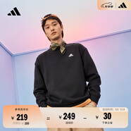 adidas情侶款寬松抓絨圓領(lǐng)長袖衛(wèi)衣套頭衫男女秋季阿迪達(dá)斯輕運(yùn)動   黑色/白   XXS