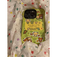 易淘制造綠色皮衣輕松熊適用蘋果15手機殼iPhone16promax創(chuàng)意華為mate70榮耀vivox300個性小米菲林二合一防 磨砂菲林二合一-綠色皮衣輕松熊FLHY 紅米_Note_14