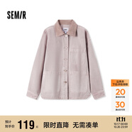 森馬（Semir）森柔牛仔|牛仔外套女中長款燈芯絨翻領秋季落肩寬松103524109001