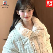 AEMAPE韓系設計波點(diǎn)羽絨棉服毛領(lǐng)冬季甜美新款加厚寬松棉襖面包短款外套 【白色】 XL 130-145斤