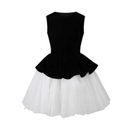 杭馨咚avenement/公主風(fēng)黑色拼接網(wǎng)紗無(wú)袖背心連衣裙蓬蓬裙女秋冬紗網(wǎng) 黑色 XS (80-90斤)