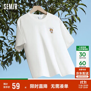森馬（Semir）【多彩涼感T】短袖t恤女夏中長款寬松舒適刺繡上衣109324100007