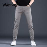 Walker Shop牛仔褲男破洞歐洲站男裝青年銹花燙鉆反光彈力修身小腳夏牛仔褲 YZ-659灰色 34 【2尺7】160-169斤