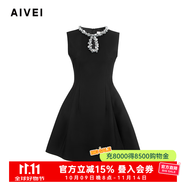 AIVEI欣賀艾薇2025春季輕熟優(yōu)雅淑女亮片小黑裙連衣裙S715403A 黑色 L