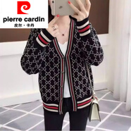 皮爾卡丹（pierre cardin）2025年新款女裝韓版寬松ins長(zhǎng)袖針織衫女開(kāi)衫外套毛衣潮韓國(guó)春秋 黑色 M