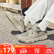 鴻星爾克板鞋男鞋子2025秋季新款焦點新年款鋸齒厚底休閑鞋時尚運動鞋男士 灰石綠/松茶色 40