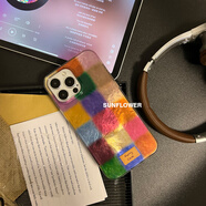 華強北SUNFLOWER設計復古撞色彩色格子英文標簽小眾適用iPhone1615ProMax/14/13/12手機殼雙層印花 復古五彩格子 iPhone 16 Pro Max
