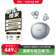 SANAG塞那S7S AI骨傳導藍牙耳機概念耳夾式耳機降噪無線翻譯運動開放式 適用于小米蘋果 月光銀