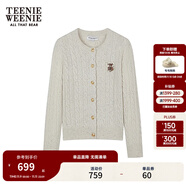 Teenie Weenie【四季絞花】小熊女毛針織衫25秋學(xué)院絞花綿羊毛衣 燕麥色 S