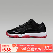 耐克女鞋大童鞋Air Jordan 11 AJ11黑紅低幫復(fù)古籃球鞋 FV5121-006 38