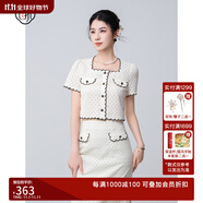 固執(zhí)（OBSTINATE）2025夏季法式高級小香風(fēng)短袖繡花蕾絲開衫方領(lǐng)短款名媛上衣女8978 杏色 XL