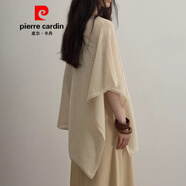皮爾卡丹（pierre cardin）慵懶風(fēng)情亞麻針織小衫套頭披肩森系文藝范范輕盈百搭防曬透氣兩用 淺黃色 均碼
