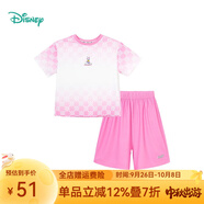 迪士尼兒童短袖套裝T恤短褲2件套 女童黛絲粉格ZD2DT053 4歲/身高110cm