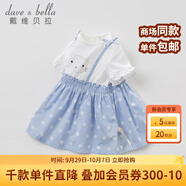 戴維貝拉（DAVE＆BELLA）夏天新品女童卡通波點(diǎn)連衣裙 女寶寶公主裙 藍底波點(diǎn) 66 cm(12M（建議身高66cm）)