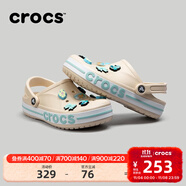 卡駱馳（CROCS）洞洞鞋貝雅卡駱班輕便耐磨一腳蹬休閑鞋|205089 冬日白/彩色-1LI 37 /38(230mm)