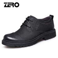零度尚品商務(wù)休閑鞋新品寬腳皮鞋休閑百搭大頭鞋子牛皮系帶男鞋經(jīng)典商務(wù)鞋 C款黑色（偏大一碼） 43