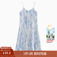 茵曼（INMAN）波西米亞吊帶油畫連衣裙女2025夏季新款度假裙子 藍(lán)色 M