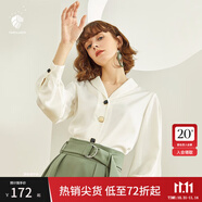 范思藍恩春秋新款雪紡白襯衫女設計感小眾復古港味職業(yè)裝襯衣女 白色 M