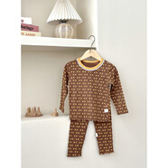 紅豆兒童內(nèi)衣套裝純棉秋衣秋褲童裝無骨睡衣萊卡棉保暖內(nèi)衣打底家居服 咖色小領(lǐng)結(jié) 180 cm