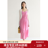 獨(dú)束大碼女裝浪漫度假風(fēng)吊帶連衣裙微胖mm夏日新品清新多彩碎花裙 甜桃粉 4XL (尺碼：6)