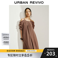UR2025春季新款女裝休閑波嬉風(fēng)超寬松系帶連衣裙UWH750015 深紅棕 (偏寬松) M (M-L)