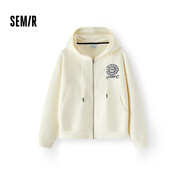 森馬（Semir）[商場同款]外套女連帽刺繡學院風2025春寬松質(zhì)感夾克101125108002