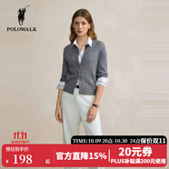 POLOWALK麻花針織開(kāi)衫女春秋季新款保羅女裝氣質(zhì)休閑絞花毛衣外套長(zhǎng)袖線衣 灰色【新款】 2XL (175)