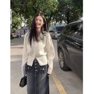 羊毛衫HYX時尚百搭春秋短款開衫女裝羊毛衫顯瘦修身針織外套氣質(zhì) 白色 S