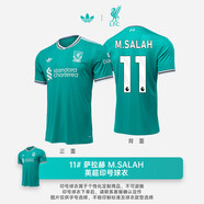 阿迪達斯 （adidas）三葉草利物浦二客球衣25/26賽季LFC球迷版英超短袖男JV6428 11#M.Salah 薩拉赫聯(lián)賽印號球衣 另購臂章 XL 【建議155-170斤】