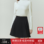 范思藍(lán)恩23FS11193 學(xué)院風(fēng)減齡百褶短裙女春秋季高腰a字半身裙子 黑色 S