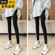 GIOIO日本進(jìn)口品牌棉打底褲女外穿春秋季薄款高腰顯瘦灰色九分褲彈力大 黑色裝 2條 M 建議80-100斤