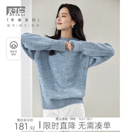 對白浪漫復(fù)古星空絨圓領(lǐng)套頭毛衣女2024年秋冬新款寬松羊毛針織衫 星空藍(lán) S