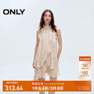 ONLY2025夏季新款淑女掛脖圓領(lǐng)荷葉邊短裙碎花連衣裙女|125207045 HH5桑迪紋樣沙色底 XL