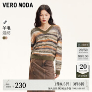 VEROMODA毛衣秋季新款撞色條紋復(fù)古毛衣時(shí)尚百搭通勤3413031 淺叢林綠色 155/76A/XS