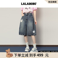拉拉波波【快樂(lè )護衛隊系列】LALABOBO七分牛仔褲25年秋新款原創(chuàng  )松弛感褲子 M