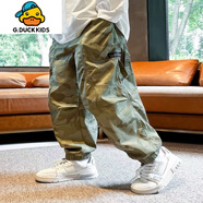 G.duck兒童裝男童褲子夏季2026新款韓版寬松中大童迷彩運動(dòng)褲薄款防蚊褲 綠色 140 cm