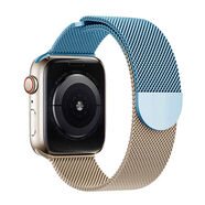 樂(lè )諾（LENUO）樂(lè )諾適用蘋(píng)果手表iwatchS10表帶AppleWatchS9米蘭尼斯S8金屬SE女男款u 兩節裝藍間玫瑰金 10代42mm384041mm表帶