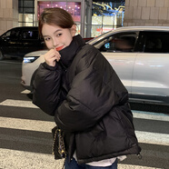 YAOJI女式外套棉衣2025新款時(shí)尚洋氣連帽加厚保暖女士棉衣外套 黑色 L 110-130斤