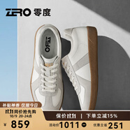 零度Zero男鞋復(fù)古德訓(xùn)鞋時(shí)尚春秋新款真皮板鞋百搭休閑鞋高端小白鞋子 白灰【頭層牛皮+橡膠軟底】 40