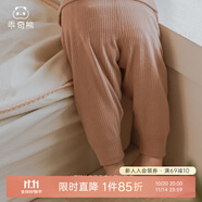 乖奇熊男女寶寶高腰護(hù)肚褲秋冬季無(wú)骨睡褲嬰兒居家打底長(zhǎng)褲子彈力 紅棕 100