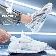 花花公子鞋子男鞋2025新款夏季透氣休閑薄款網(wǎng)面鞋男士百搭跑步運(yùn) 白色CPL1226081 單層 42