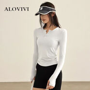 維諾亞ALOVIVI瑜伽服女長(cháng)袖T桖灰色修身顯瘦跑步普拉提訓練健身運動(dòng)T桖 白色 S