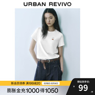 UR2025春季新款女裝時(shí)尚休閑撞色刺繡圖案短袖T恤UYY450149 本白 S