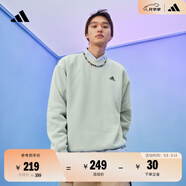 adidas情侶款寬松抓絨圓領(lǐng)長袖衛(wèi)衣套頭衫男女秋季阿迪達(dá)斯輕運(yùn)動(dòng)   淺綠   3XS