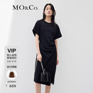 MO&Co.抗菌防螨愛心珠片解構(gòu)不對稱設(shè)計感顯瘦連衣裙摩安珂 黑色-第2批 XS 155