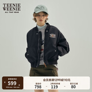 Teenie Weenie小熊秋冬簡(jiǎn)約休閑復古飛行員夾克棉服棒球服外套女裝 黑色 L (170)