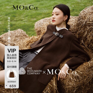 MO&Co.撞色橡筋織帶中腰百褶裙半身裙短裙辣妹JK風(fēng)設(shè)計(jì)感裙子摩安珂 中花灰色 L 170