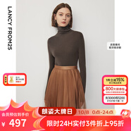 朗姿【王楚然同款】純羊毛高領(lǐng)針織衫秋冬內(nèi)搭打底上衣曠野美拉德 深咖色 XL